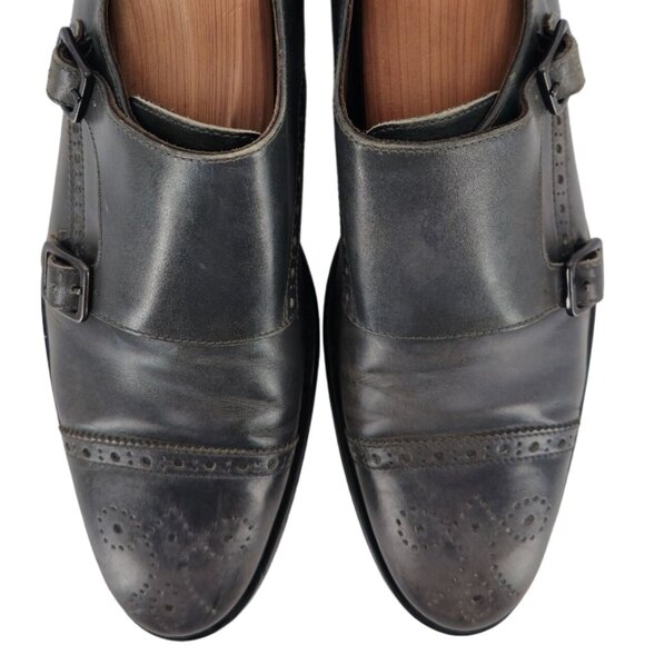 Bruno Magli Italy Gray Leather Double Monk Strap Loafers Men size 11 Dress Shoes - Picture 2 of 12